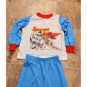 Rare Vintage Super Girl Pajamas Bates-Jama Shirt & Pants 1984 Size 10 Supergirl